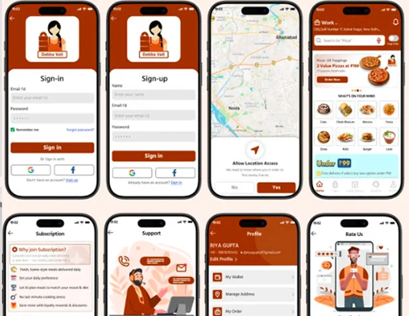 Dabba Wali food delivery app UI screens by Somya Gupta Dabba Wali food delivery app UI screens by Somya Gupta